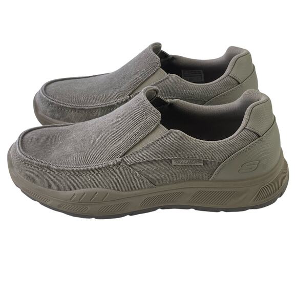 Skechers Mens Relaxed Fit Cohagen Vierra Sneaker Cooled Comfort Slip On Taupe S9 - Picture 4 of 12